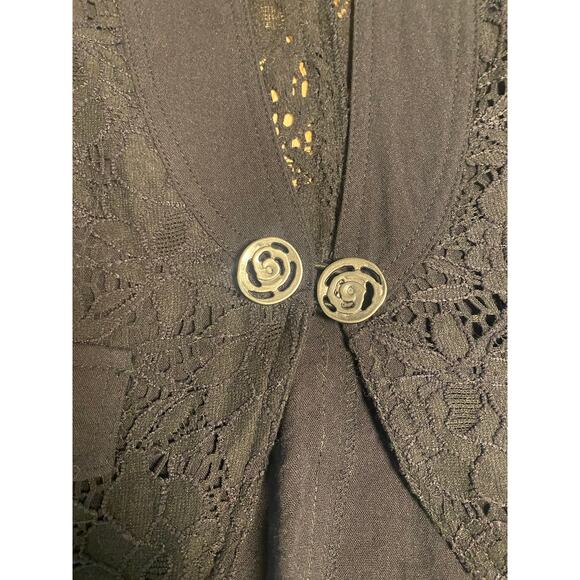 Insight Black Lace Blazer - Rose Button Detail - Size 6 - Picture 4 of 11